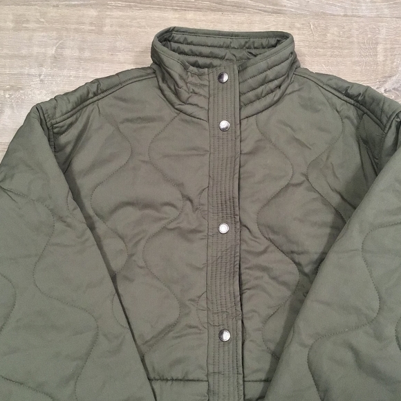 Jou Jou Macy's Plus Size Olive Green Quilted Jacket - Picture 7 of 15